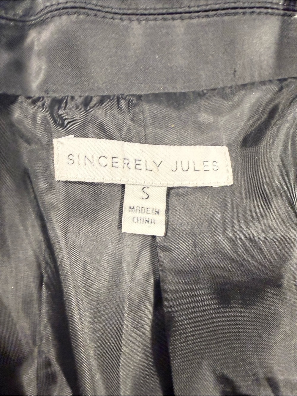 Sincerly Jules Small Black Satin Blazer Feather Cuffs Holiday New Years Party - Picture 4 of 10